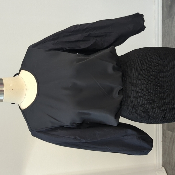 Brach Brach Balloon Sleeves Smock Dress Black S party cocktail goth office - Picture 3 of 9